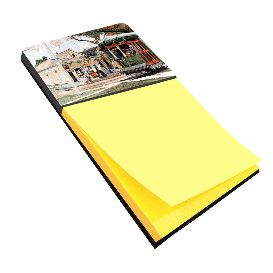 New Orleans Street Car Watercolor Sticky Note Holder Refillable Dispenser Desk Accessory 3x3 Pad Gift