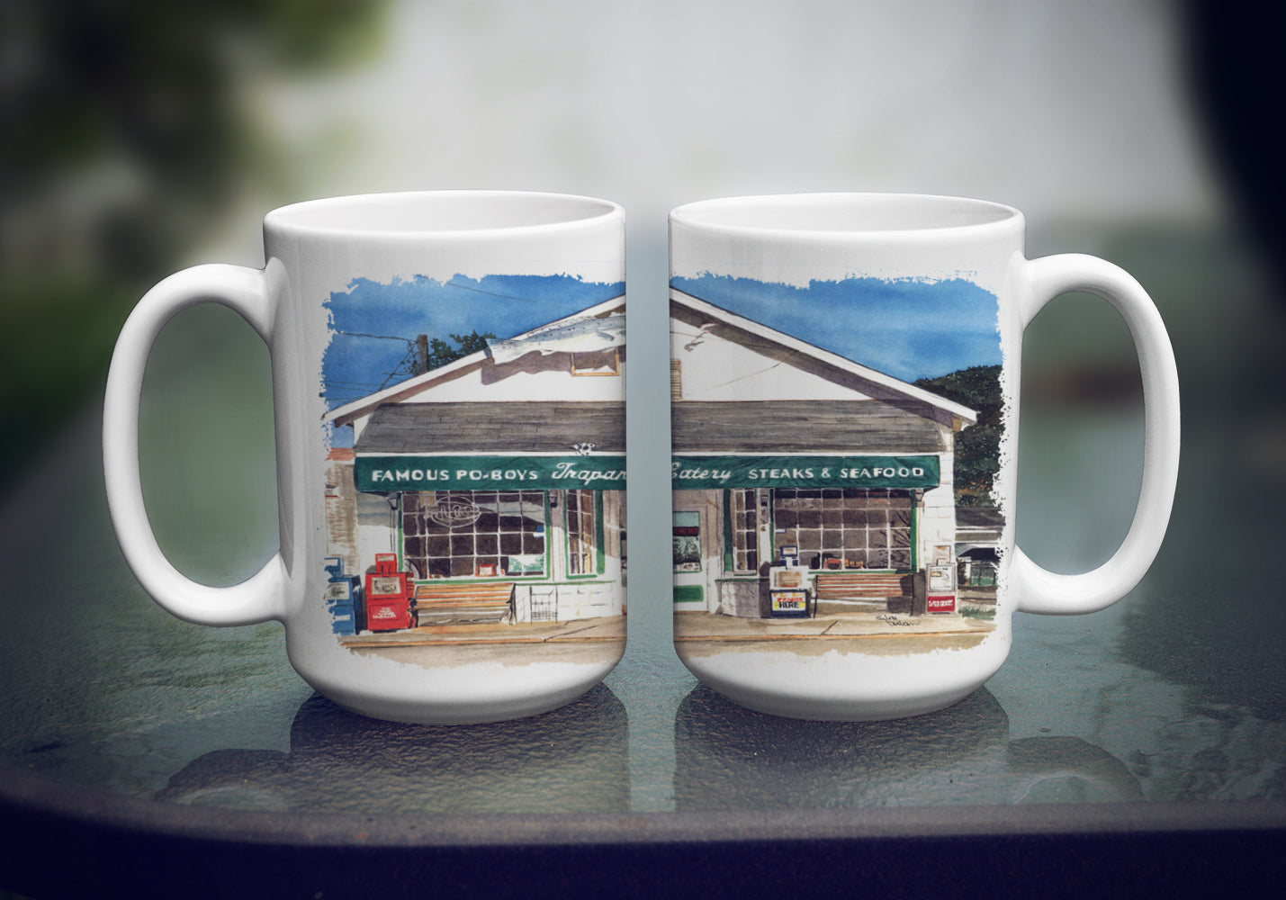 Trapani's Eatery Ceramic Coffee Mug 15 oz Decorative Large C Handle Mug Cup for Tea, Cocoa Hot Chocolate