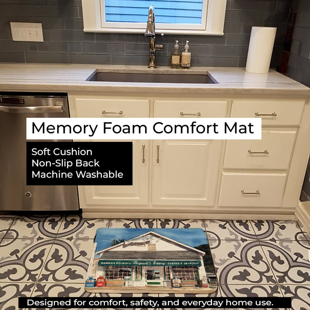 Trapani's Eatery Memory Foam Kitchen Mat Machine Washable Anti-Fatigue Cushion Comfort Bath or Kitchen Rug