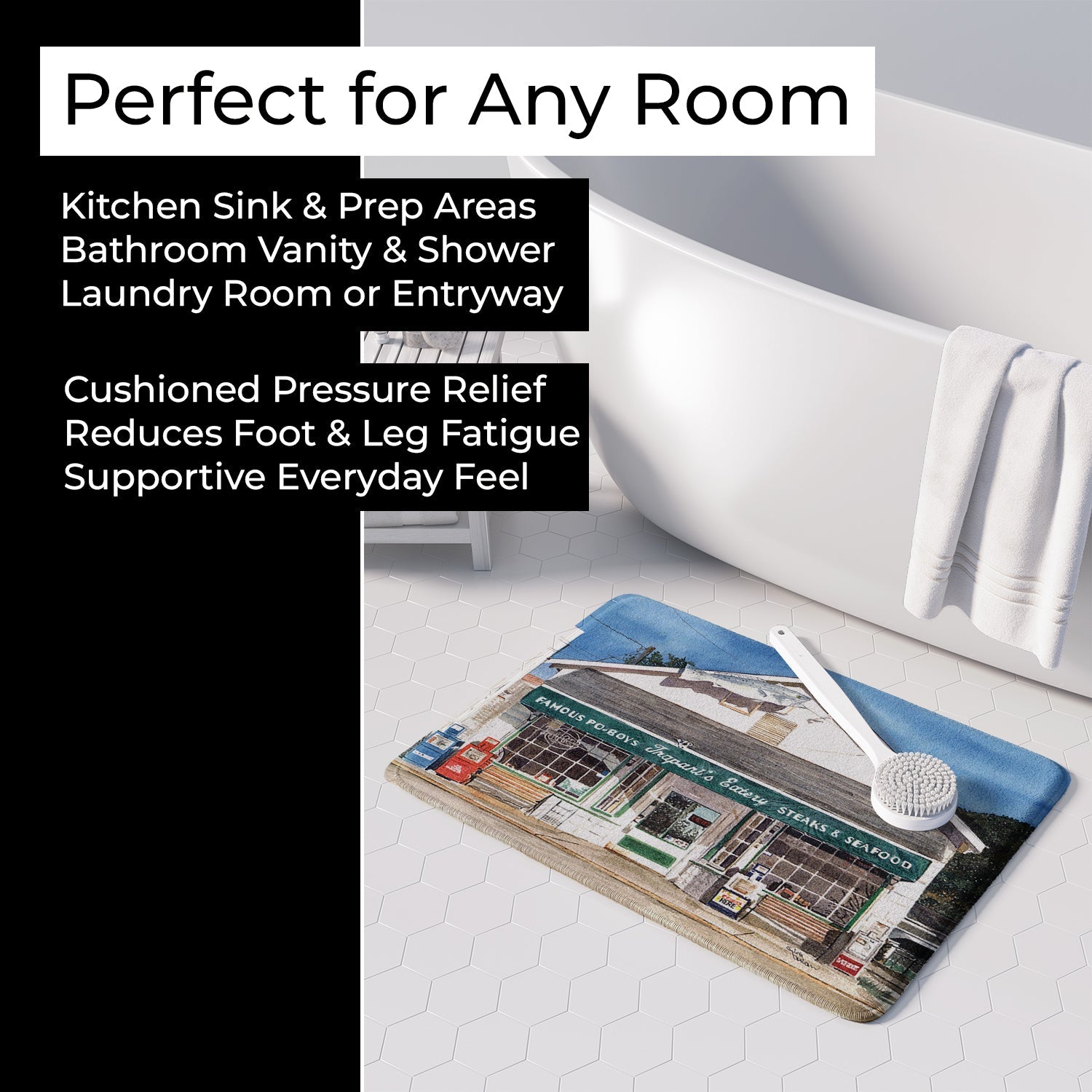 Trapani's Eatery Memory Foam Kitchen Mat Machine Washable Anti-Fatigue Cushion Comfort Bath or Kitchen Rug