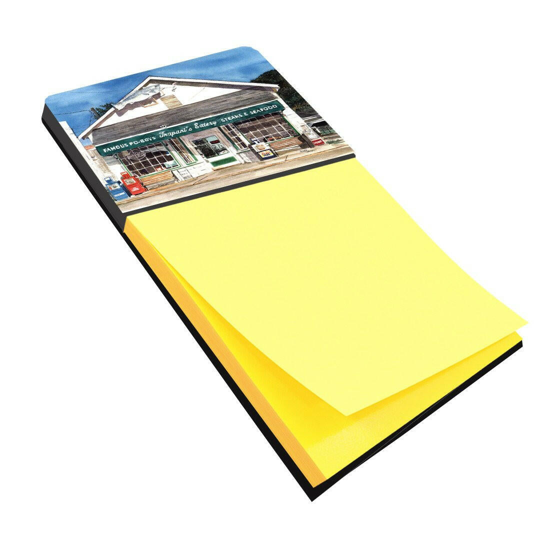 Trapani's Eatery Watercolor Sticky Note Holder Refillable Dispenser Desk Accessory 3x3 Pad Gift