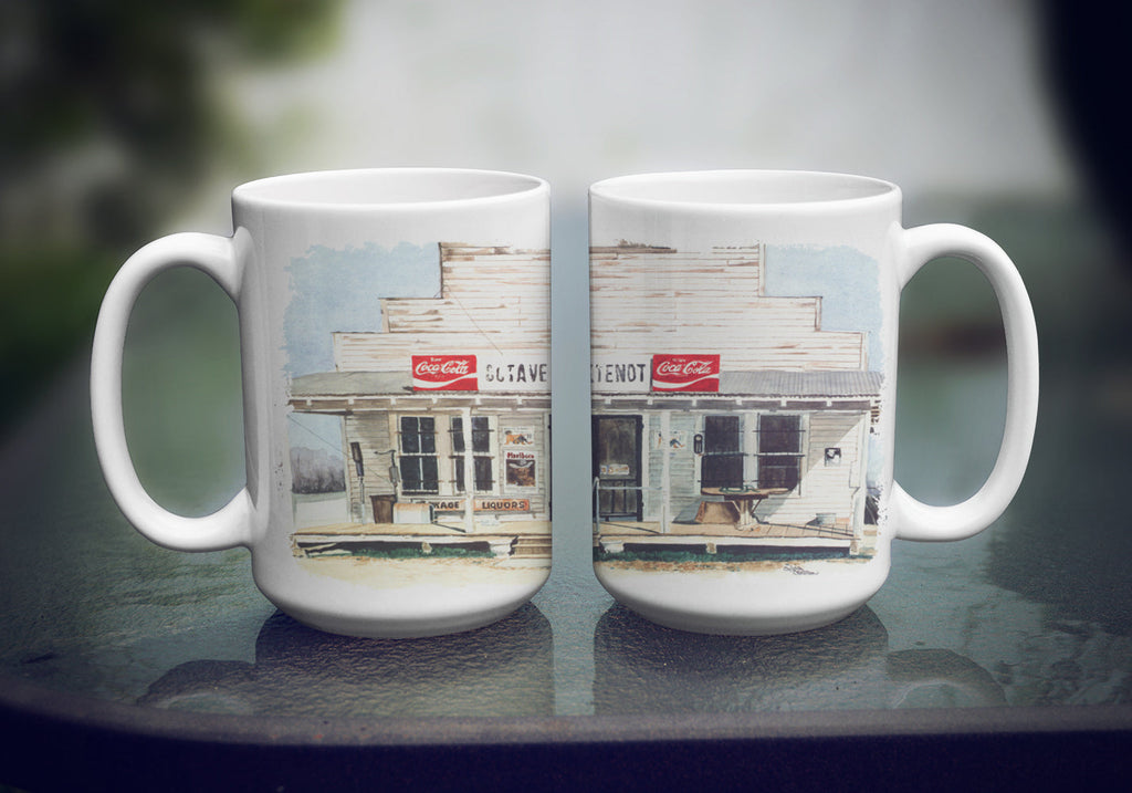 Octave Fontenot Ceramic Coffee Mug 15 oz Decorative Large C Handle Mug Cup for Tea, Cocoa Hot Chocolate