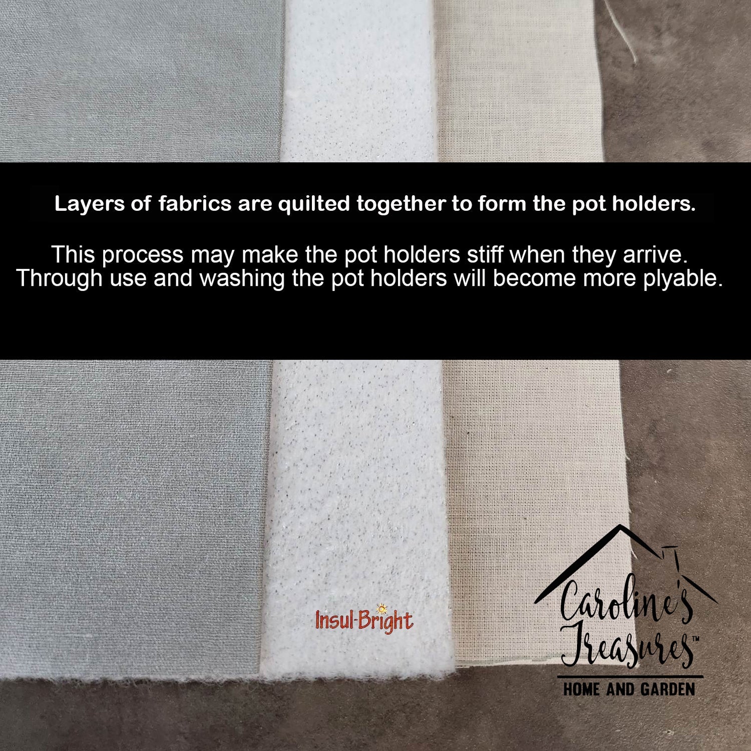 Octave Fontenot Pot Holder Set of 2 Heat Resistant Quilted Hot Pads 7.5 x 7.5 Inch, Insulated Kitchen Trivets for Cooking & Baking