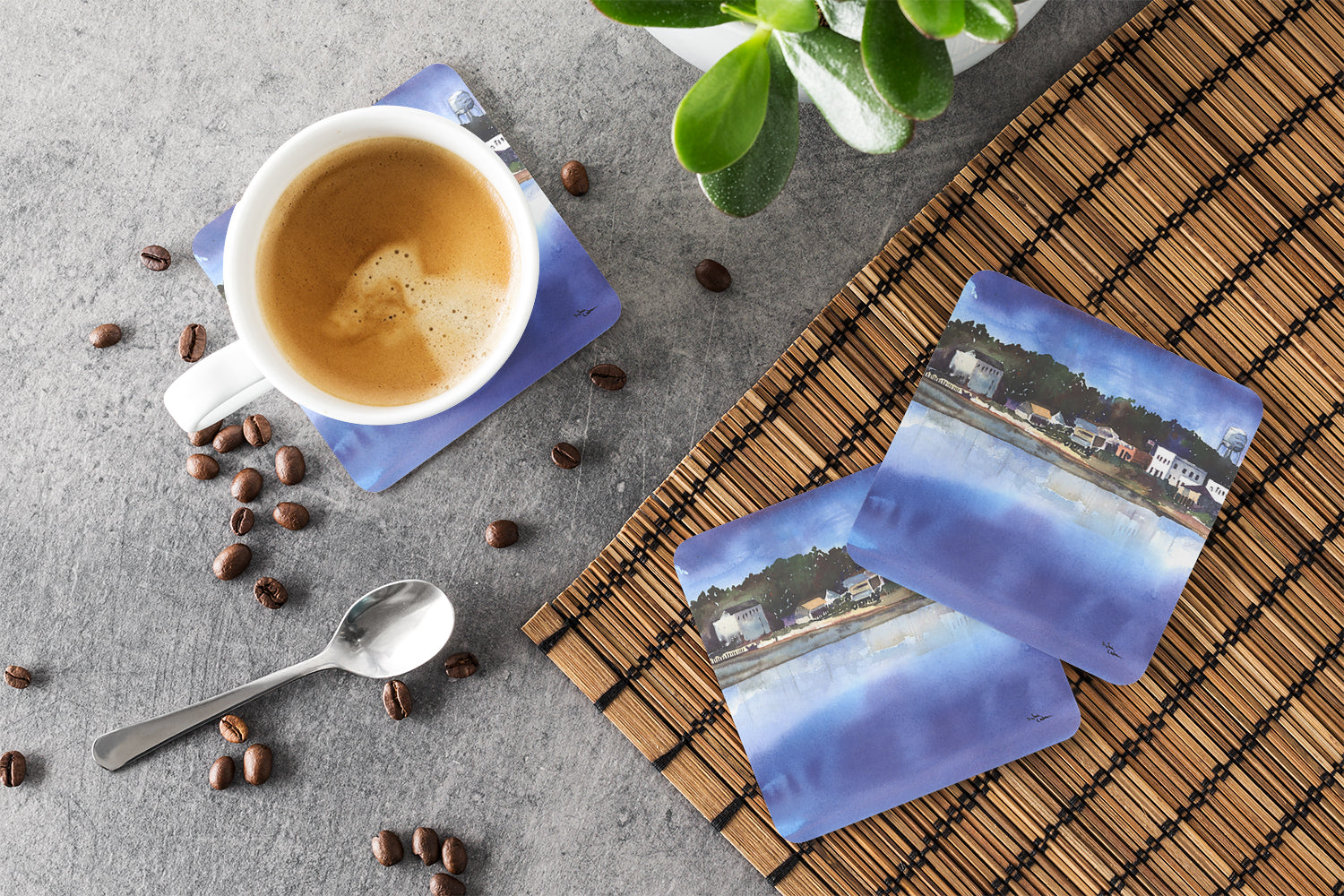 The Pass Foam Coasters Set of 4 Cup Coasters for Indoor Outdoor, Tabletop Protection, Anti Slip, Mouse pad Material