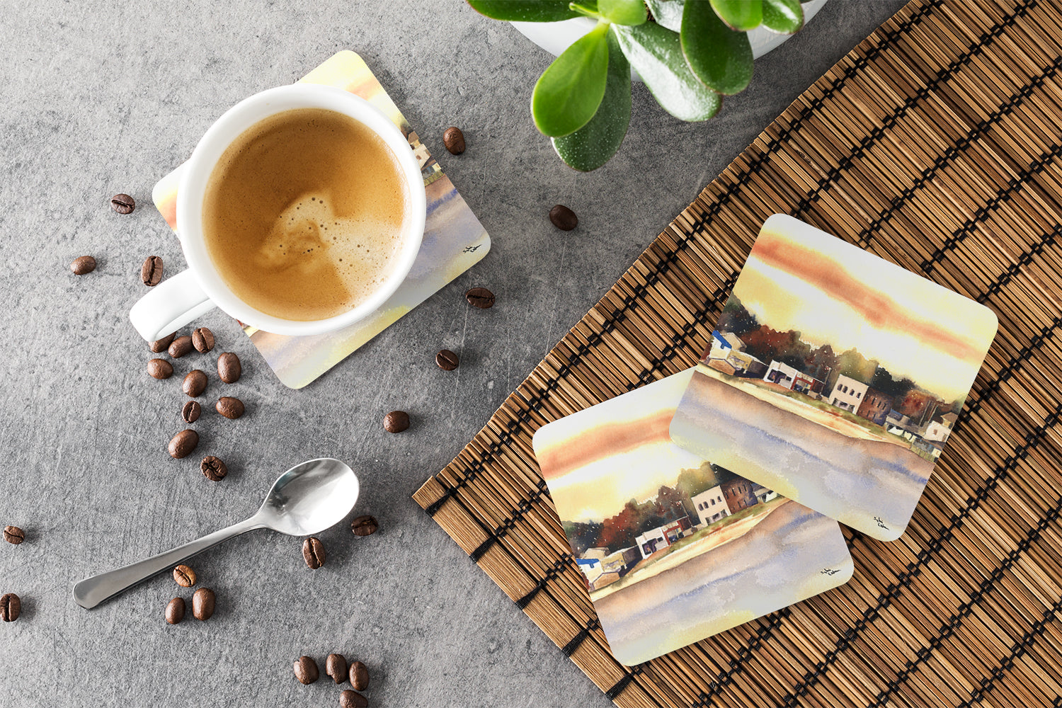 The Pass Foam Coasters Set of 4 Cup Coasters for Indoor Outdoor, Tabletop Protection, Anti Slip, Mouse pad Material