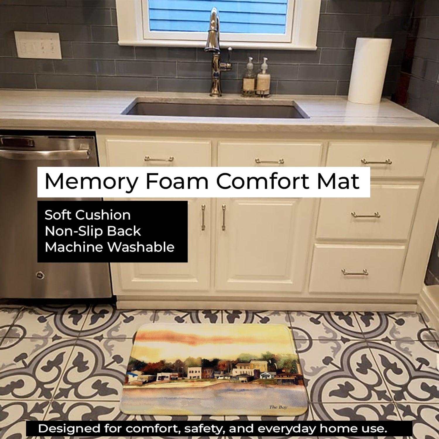 The Pass Memory Foam Kitchen Mat Machine Washable Anti-Fatigue Cushion Comfort Bath or Kitchen Rug