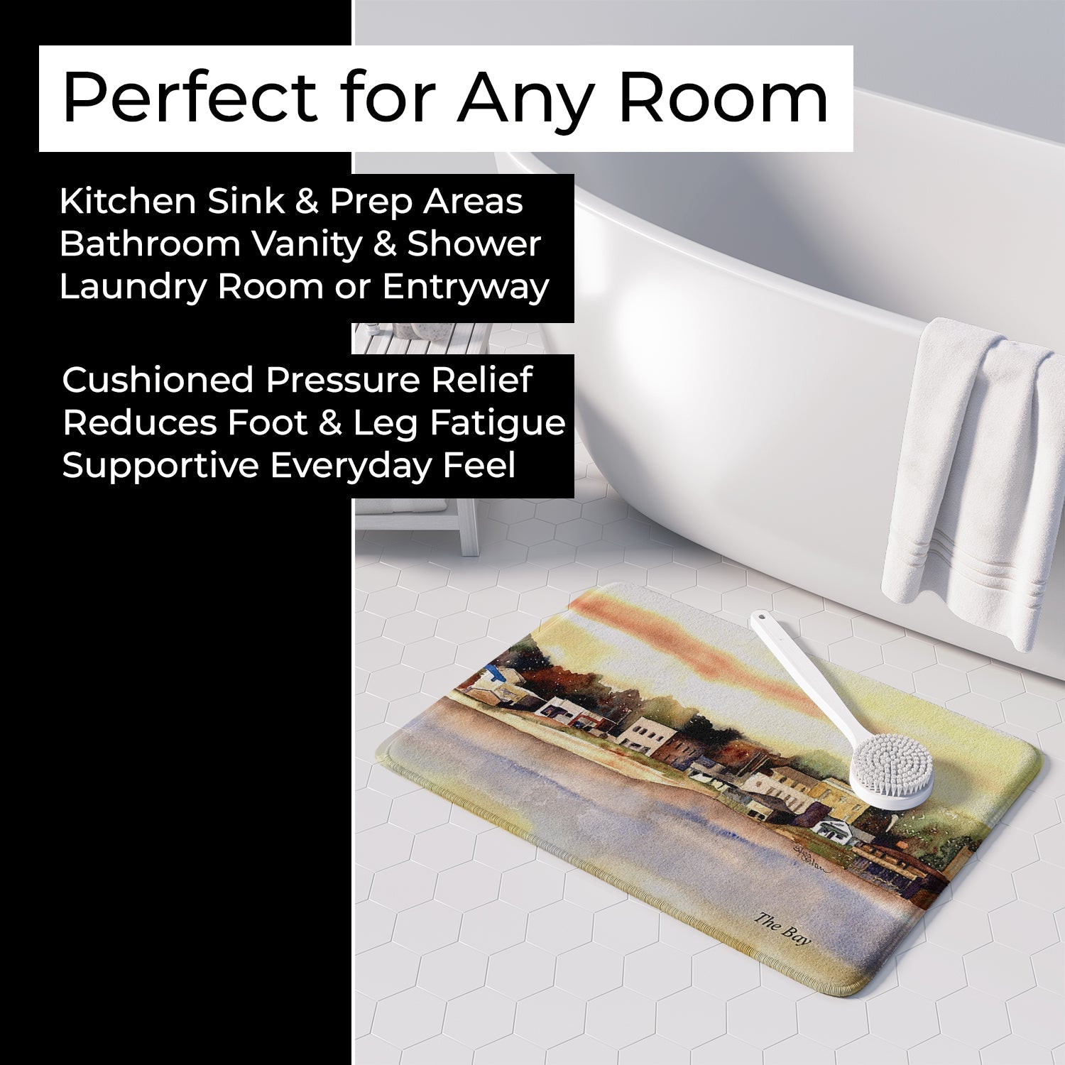 The Pass Memory Foam Kitchen Mat Machine Washable Anti-Fatigue Cushion Comfort Bath or Kitchen Rug