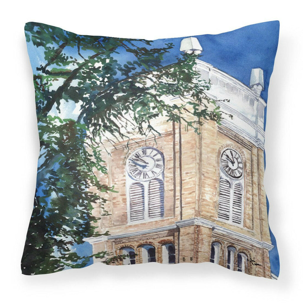 Clock Tower Decorative Throw Pillow 14x14 Indoor Outdoor Accent Cushion, Fabric Cover with Insert for Sofa, Bed, Porch & Living Room