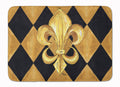 Black and Gold Fleur de lis New Orleans Memory Foam Kitchen Mat Machine Washable Anti-Fatigue Cushion Comfort Bath or Kitchen Rug