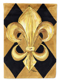 Black and Gold Fleur de lis New Orleans House Flag 28x40 Porch Sleeve Pole Decorative Outside Yard Banner Artwork Wall Hanging, Polyester