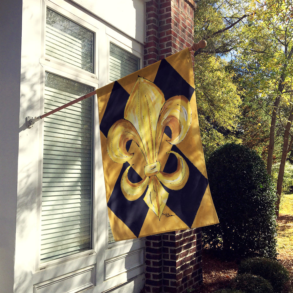Black and Gold Fleur de lis New Orleans House Flag 28x40 Porch Sleeve Pole Decorative Outside Yard Banner Artwork Wall Hanging, Polyester