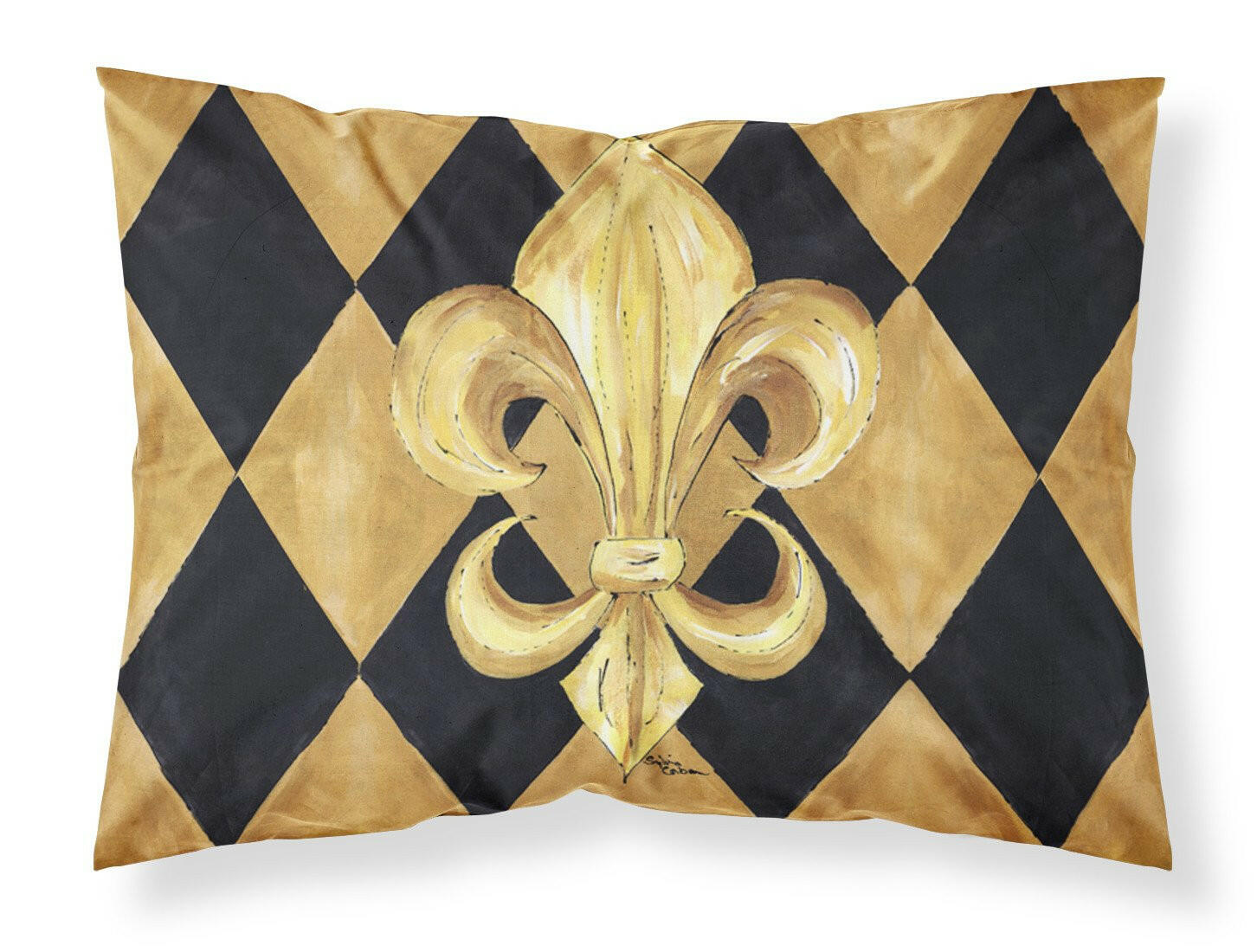 Black and Gold Fleur de lis New Orleans Standard Pillowcase Lightweight Super Soft Easy Care Decorative Artwork Pillowcase, Standard