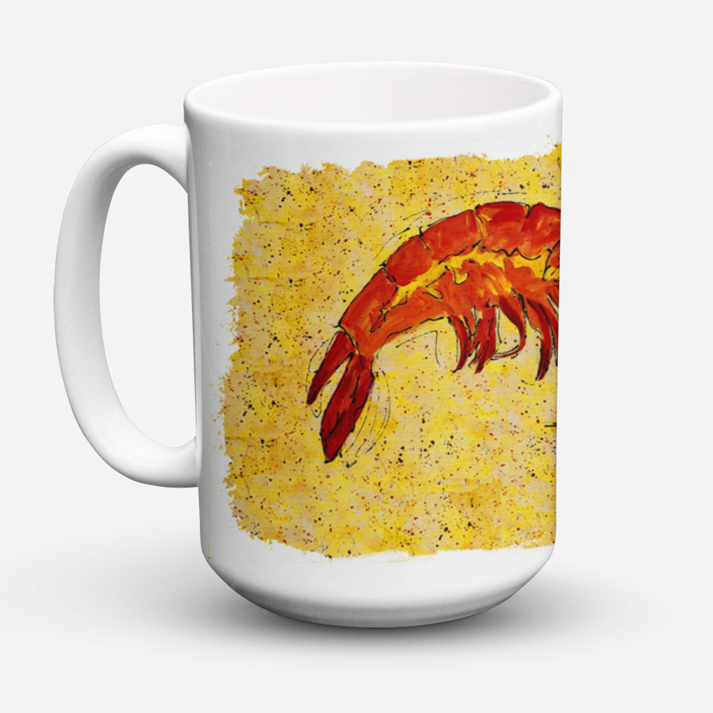 Shrimp Ceramic Coffee Mug 15 oz Decorative Large C Handle Mug Cup for Tea, Cocoa Hot Chocolate
