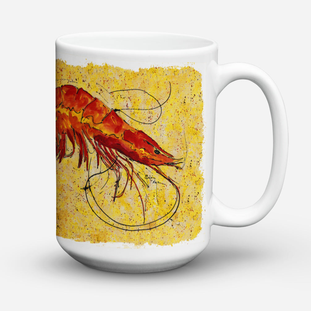 Shrimp Ceramic Coffee Mug 15 oz Decorative Large C Handle Mug Cup for Tea, Cocoa Hot Chocolate