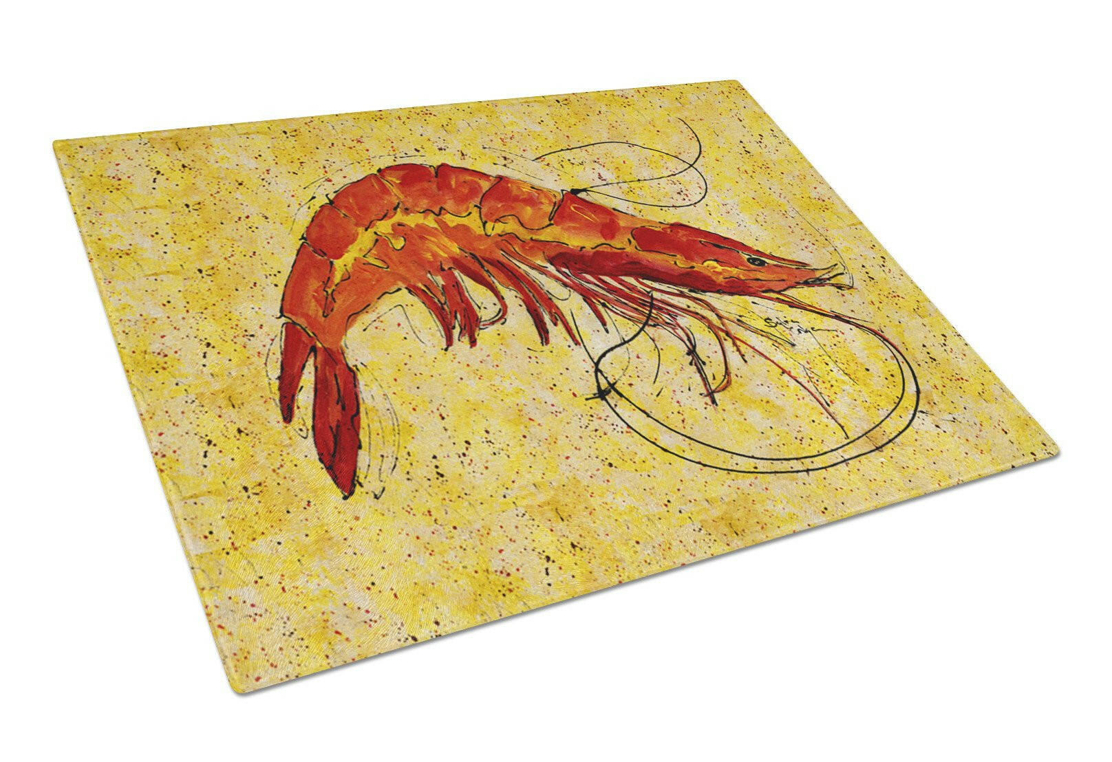 Shrimp Cutting Board Tempered Glass Kitchen Cutting Surface, Heat Resistant Chopping, Non-Slip Feet, Food Prep & Serving