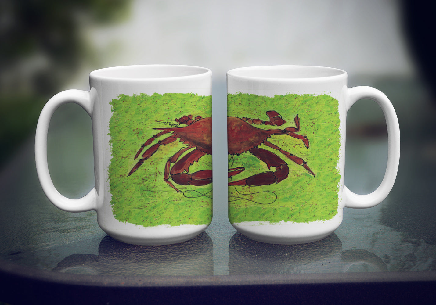 Crab Ceramic Coffee Mug 15 oz Decorative Large C Handle Mug Cup for Tea, Cocoa Hot Chocolate