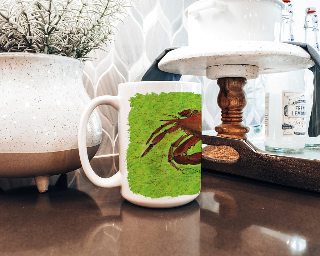 Crab Ceramic Coffee Mug 15 oz Decorative Large C Handle Mug Cup for Tea, Cocoa Hot Chocolate