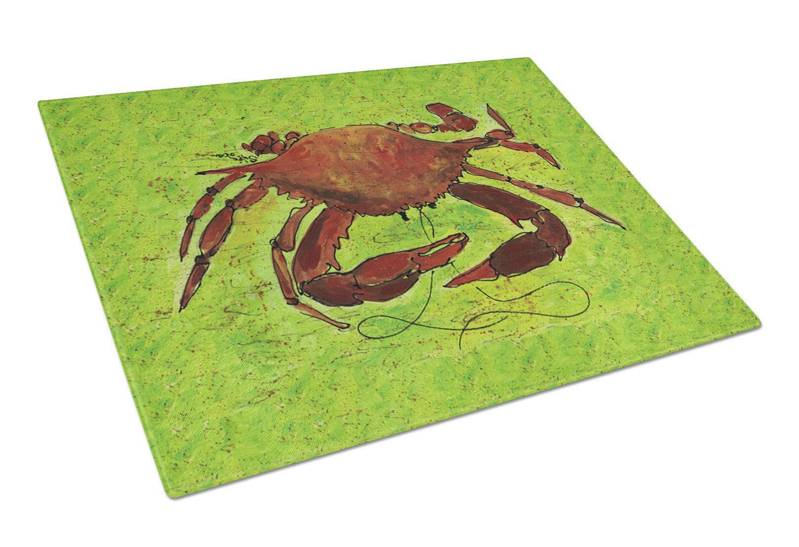 Crab Cutting Board Tempered Glass Kitchen Cutting Surface, Heat Resistant Chopping, Non-Slip Feet, Food Prep & Serving