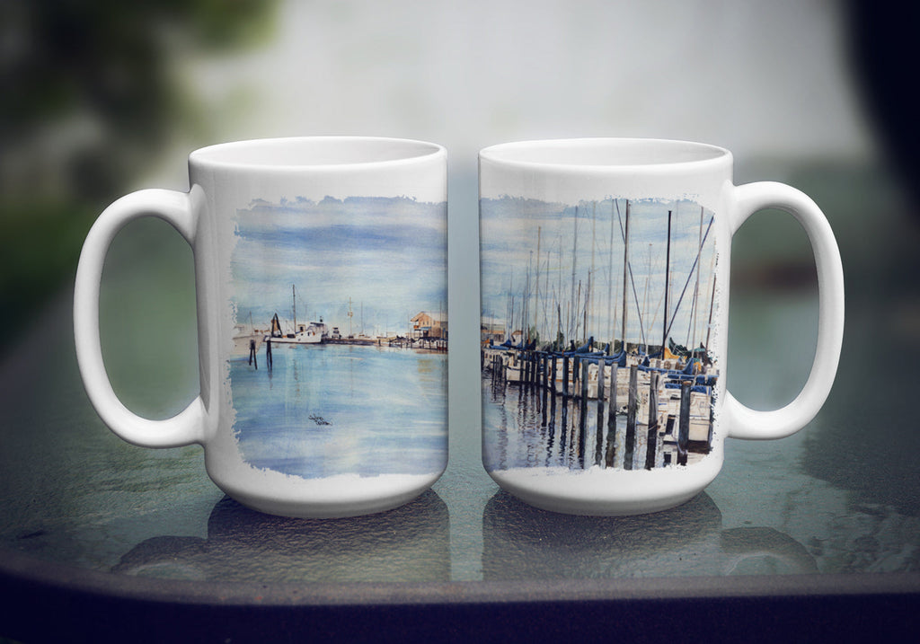 The Warf Ceramic Coffee Mug 15 oz Decorative Large C Handle Mug Cup for Tea, Cocoa Hot Chocolate