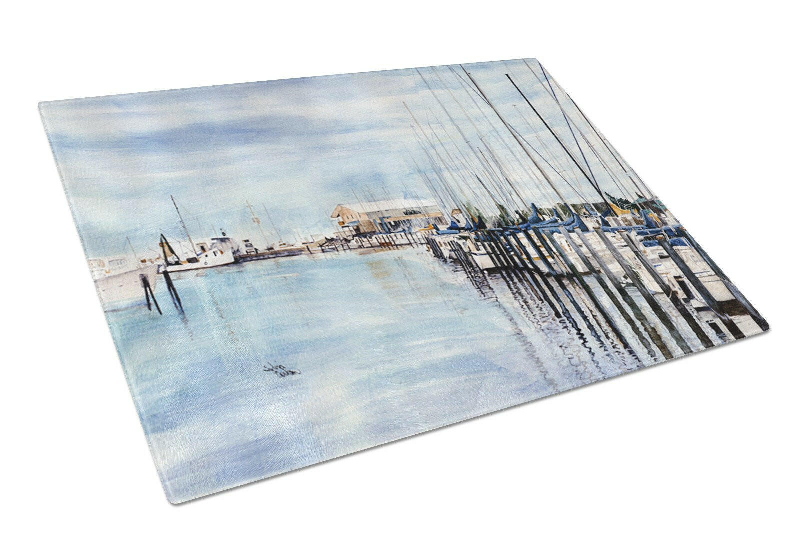 The Warf Cutting Board Tempered Glass Kitchen Cutting Surface, Heat Resistant Chopping, Non-Slip Feet, Food Prep & Serving