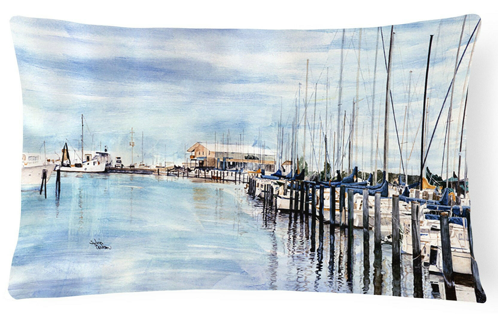 The Warf Decorative Throw Pillow 12x16 Indoor Outdoor Accent Cushion, Fabric Cover with Insert for Sofa, Bed, Porch & Living Room