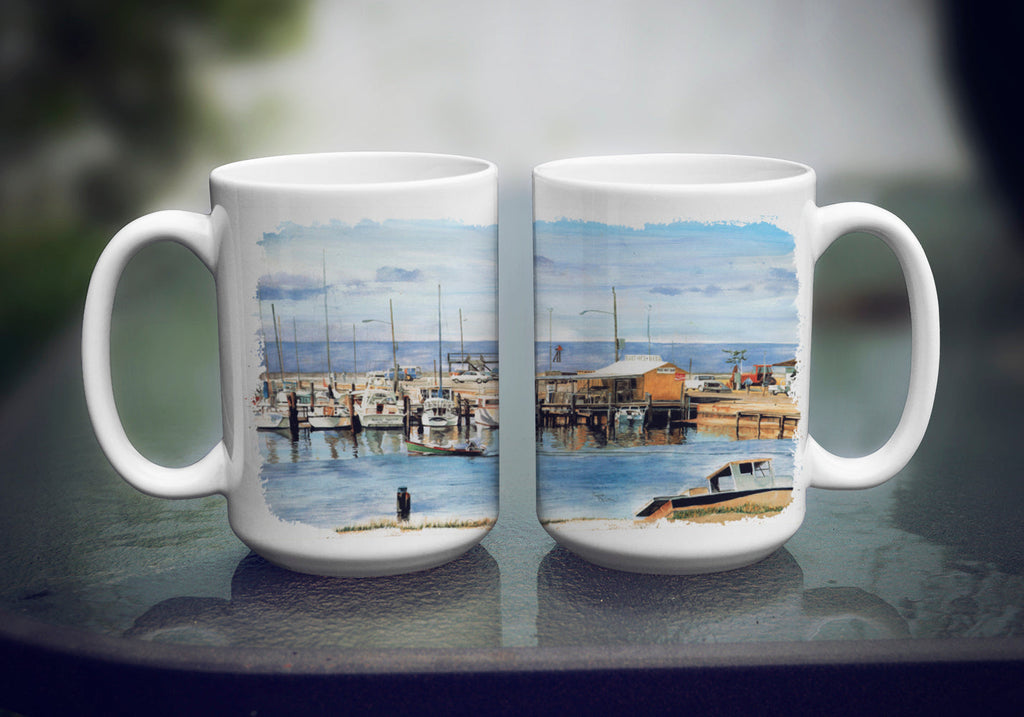 The Pass Bait Shop Ceramic Coffee Mug 15 oz Decorative Large C Handle Mug Cup for Tea, Cocoa Hot Chocolate