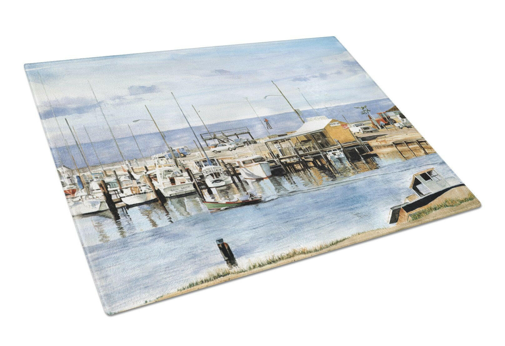 The Pass Bait Shop Cutting Board Tempered Glass Kitchen Cutting Surface, Heat Resistant Chopping, Non-Slip Feet, Food Prep & Serving