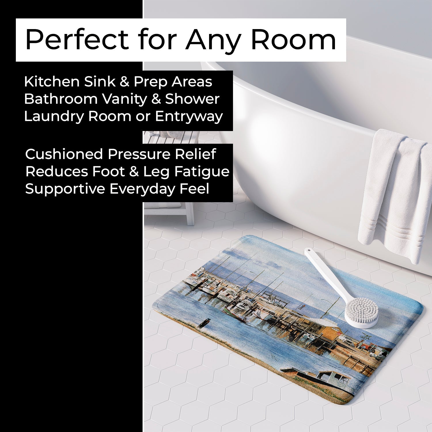 The Pass Bait Shop Memory Foam Kitchen Mat Machine Washable Anti-Fatigue Cushion Comfort Bath or Kitchen Rug