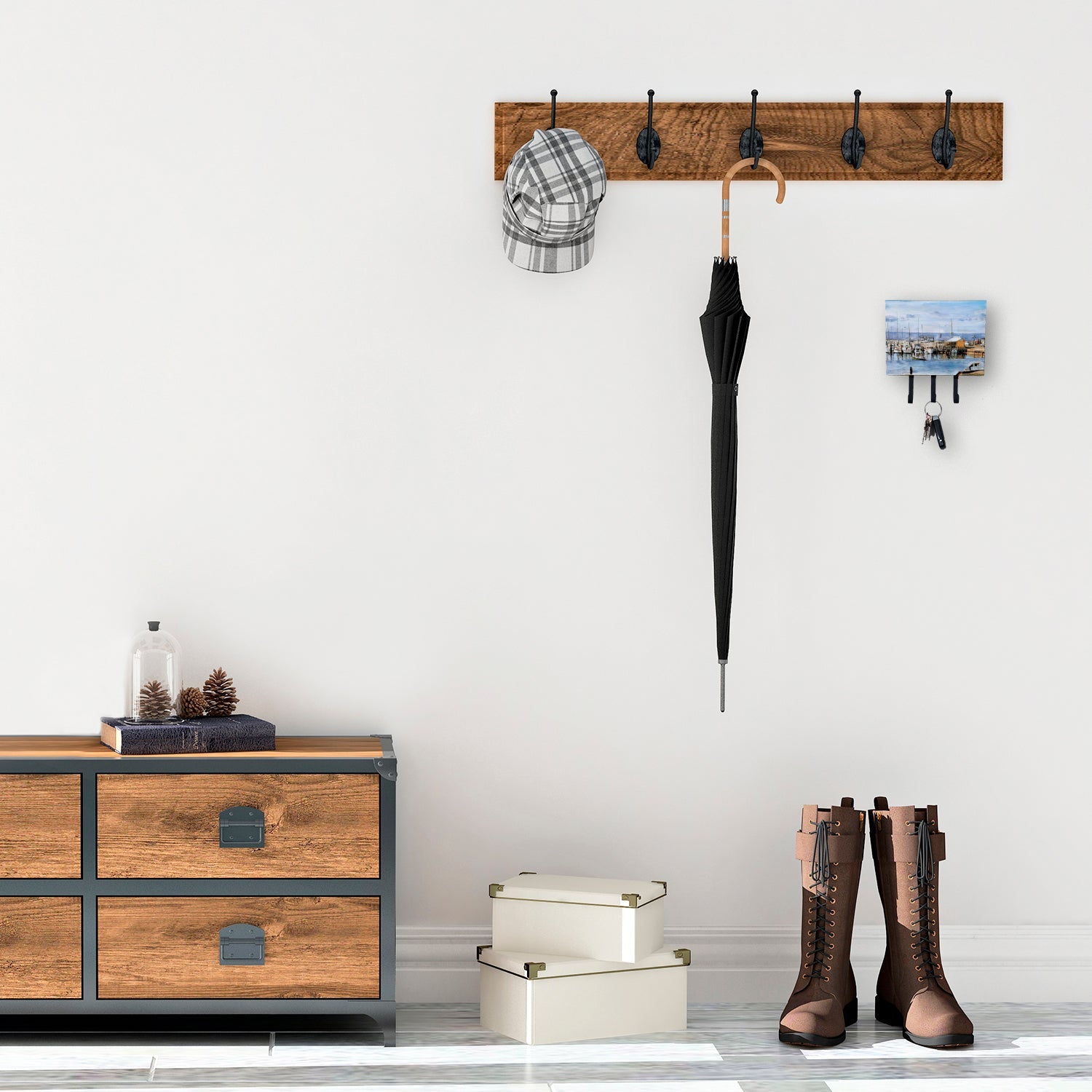 The Pass Bait Shop Leash or Key Holder Wall Hooks, Coat Rack Wall Mount, for Hanging Keys, Towels, Aprons, Leashes
