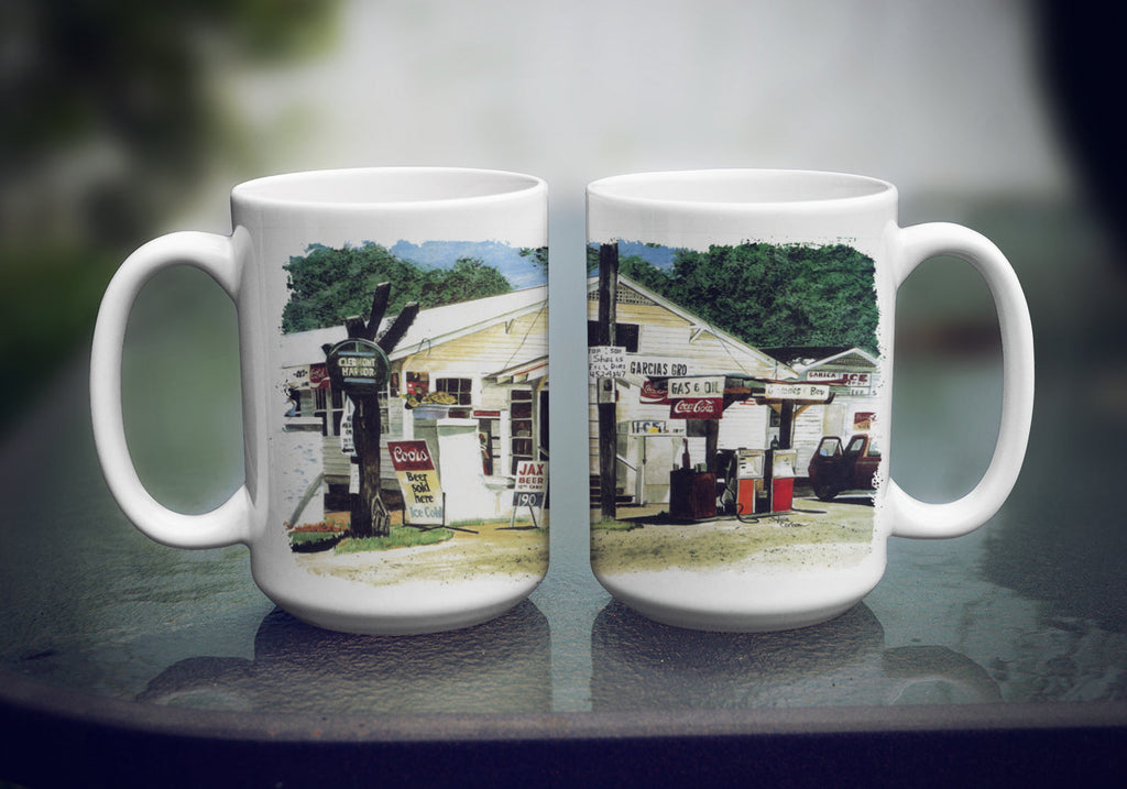Garcia's Grocery Ceramic Coffee Mug 15 oz Decorative Large C Handle Mug Cup for Tea, Cocoa Hot Chocolate