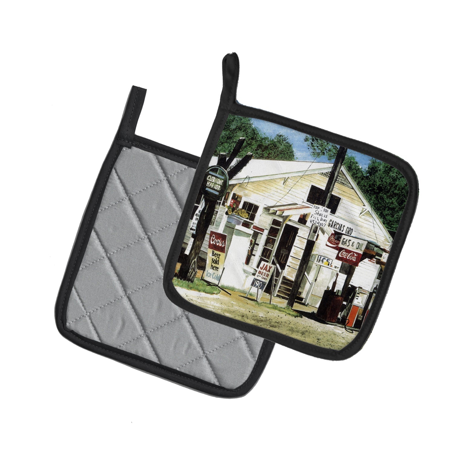 Garcia's Grocery Pot Holder Set of 2 Heat Resistant Quilted Hot Pads 7.5 x 7.5 Inch, Insulated Kitchen Trivets for Cooking & Baking