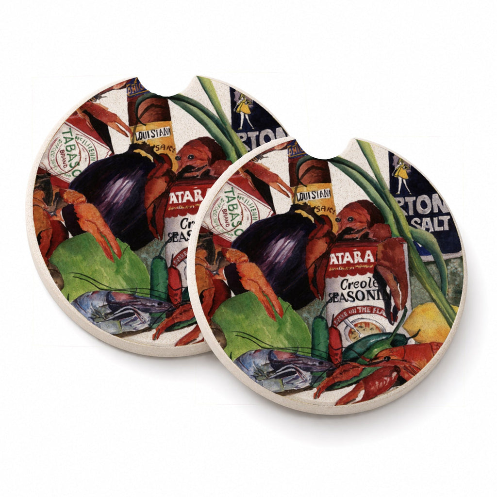 Louisiana Spices Set of 2 Cup Holder Car Coasters Absorbent Round Sandstone Coasters Gifts for Men or Women, 2.5, Multicolor