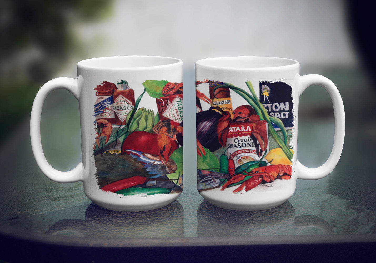 Louisiana Spices Ceramic Coffee Mug 15 oz Decorative Large C Handle Mug Cup for Tea, Cocoa Hot Chocolate