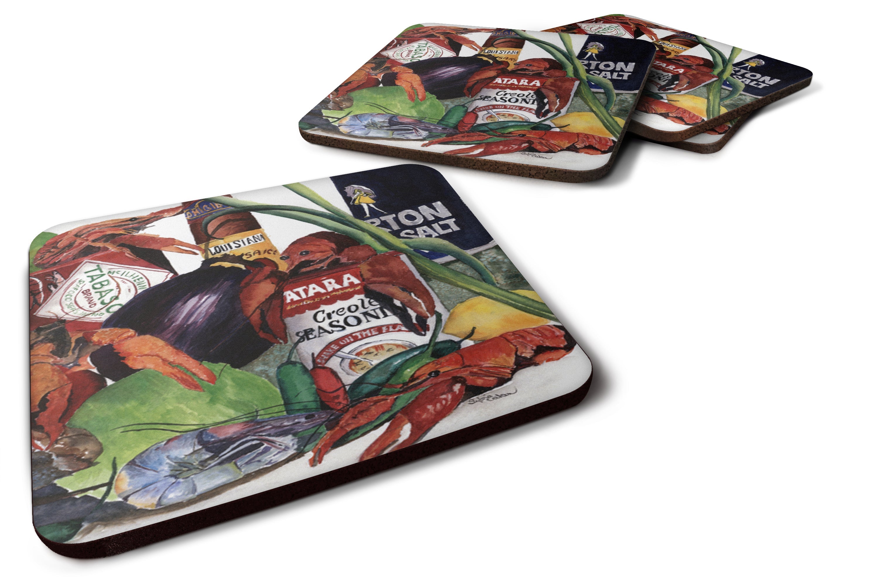 Louisiana Spices Foam Coasters Set of 4 Cup Coasters for Indoor Outdoor, Tabletop Protection, Anti Slip, Mouse pad Material