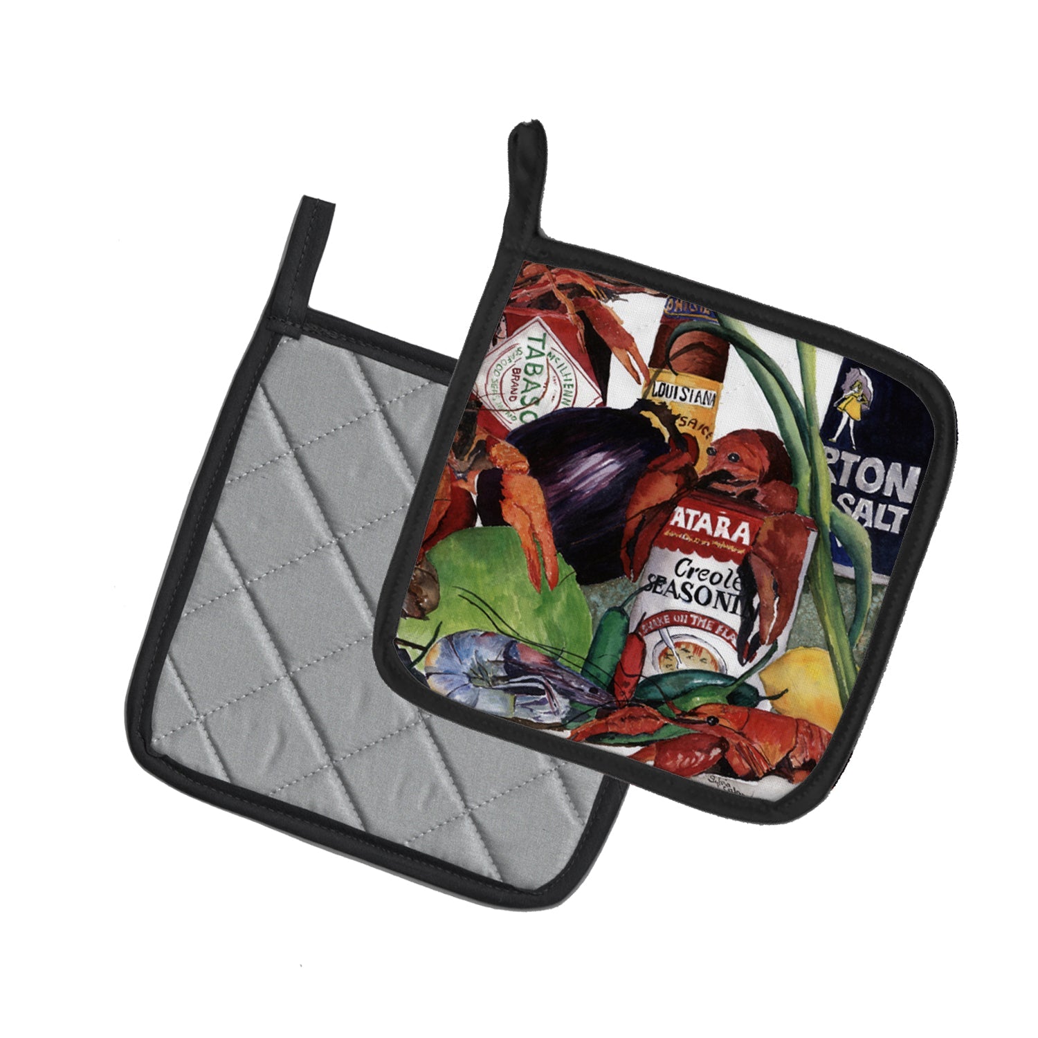 Louisiana Spices Pot Holder Set of 2 Heat Resistant Quilted Hot Pads 7.5 x 7.5 Inch, Insulated Kitchen Trivets for Cooking & Baking