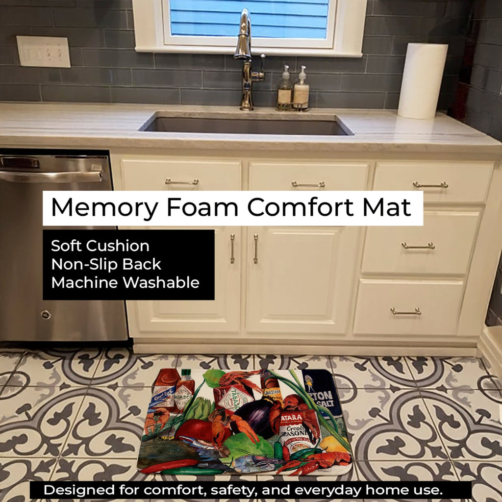 Louisiana Spices Memory Foam Kitchen Mat Machine Washable Anti-Fatigue Cushion Comfort Bath or Kitchen Rug