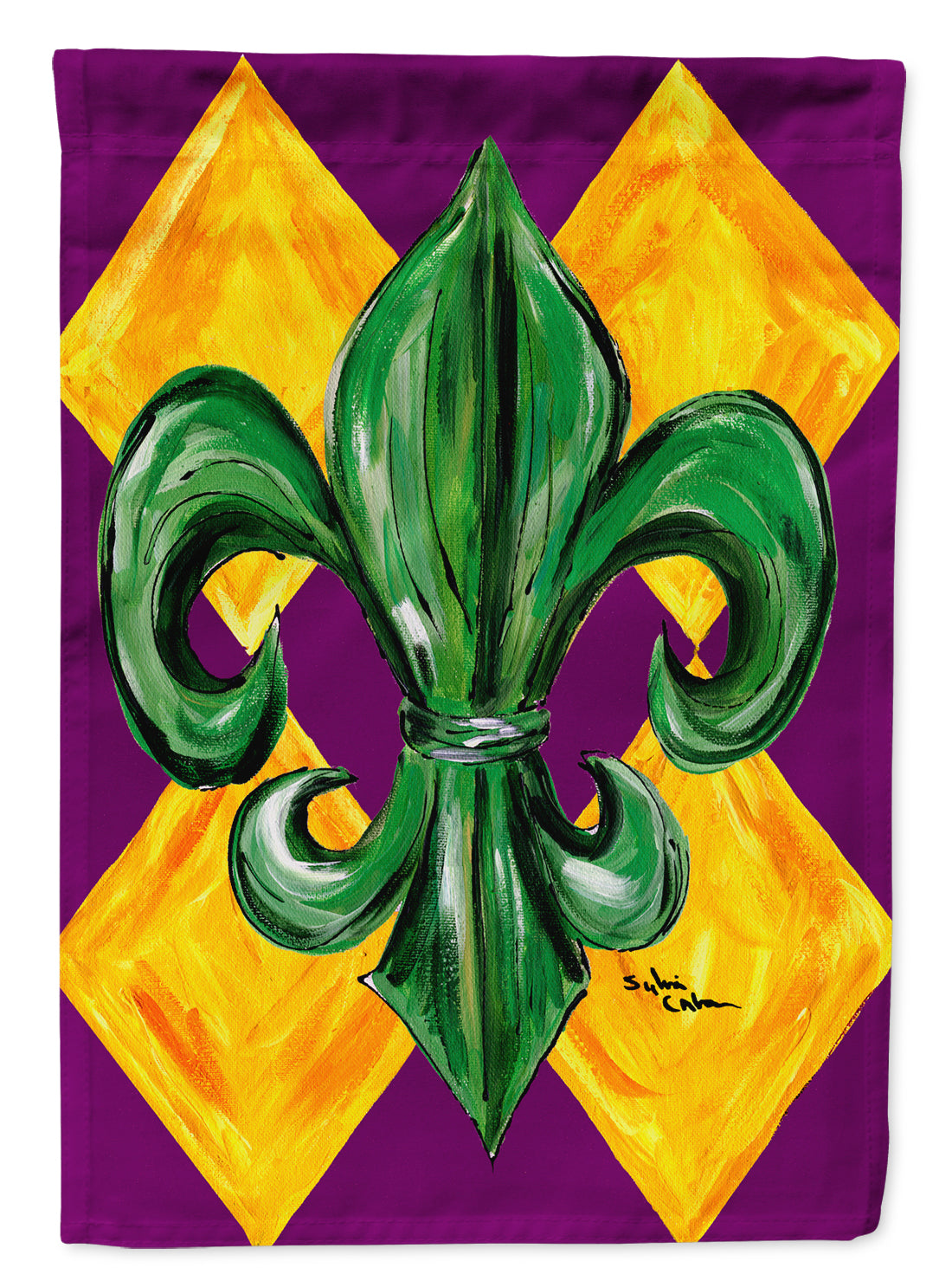 Mardi Gras Fleur de lis Purple Green and Gold House Flag 28x40 Porch Sleeve Pole Decorative Outside Yard Banner Artwork Wall Hanging, Polyester