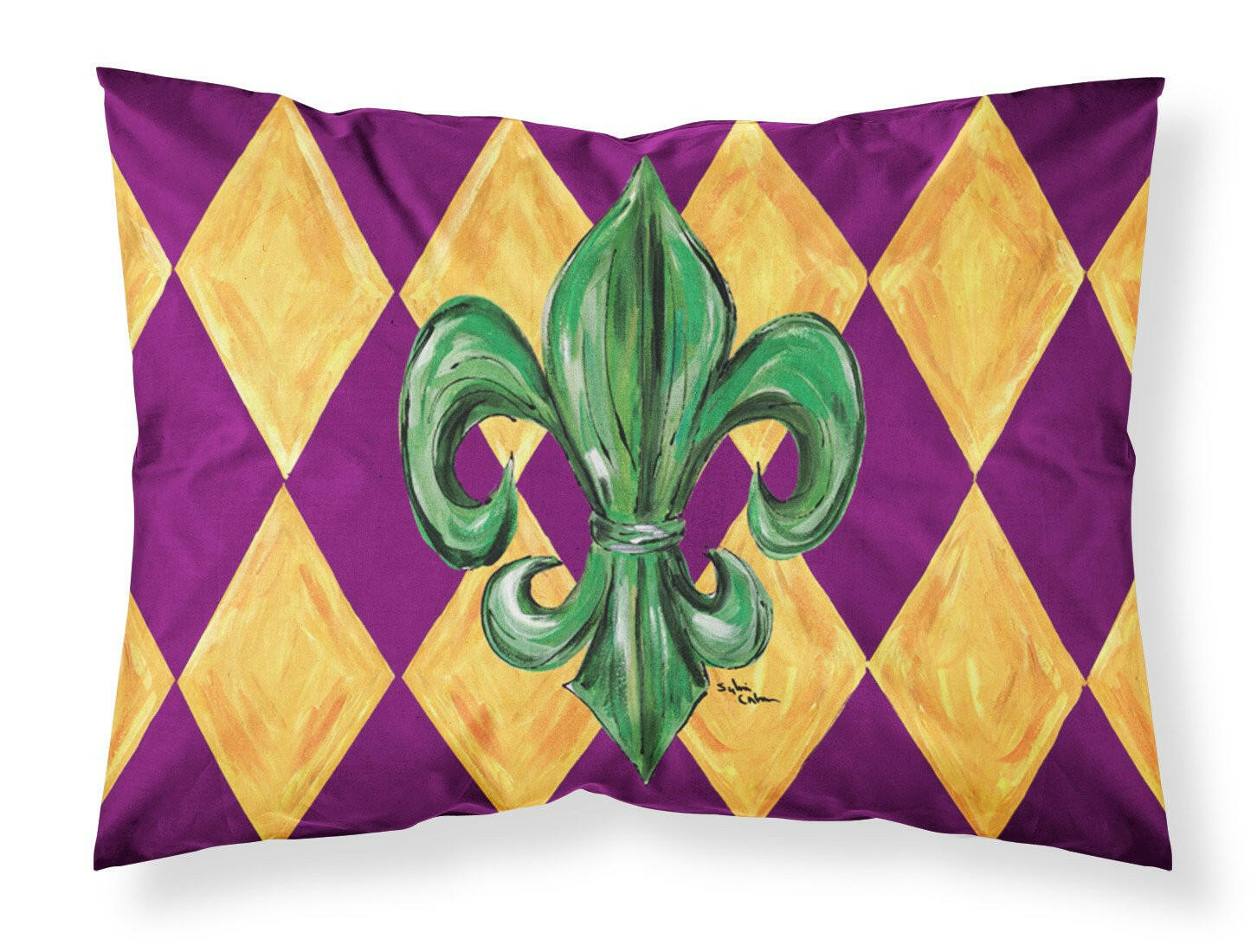 Mardi Gras Fleur de lis Purple Green and Gold Standard Pillowcase Lightweight Super Soft Easy Care Decorative Artwork Pillowcase, Standard