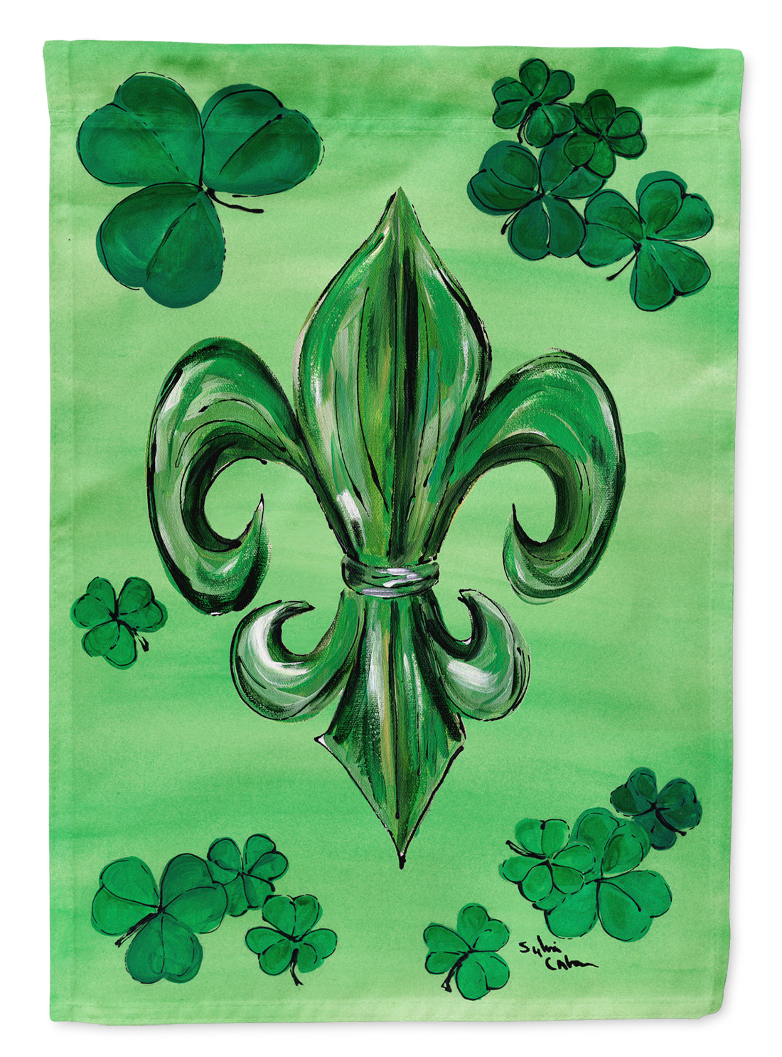 St Patrick's Day Fleur de lis House Flag 28x40 Porch Sleeve Pole Decorative Outside Yard Banner Artwork Wall Hanging, Polyester