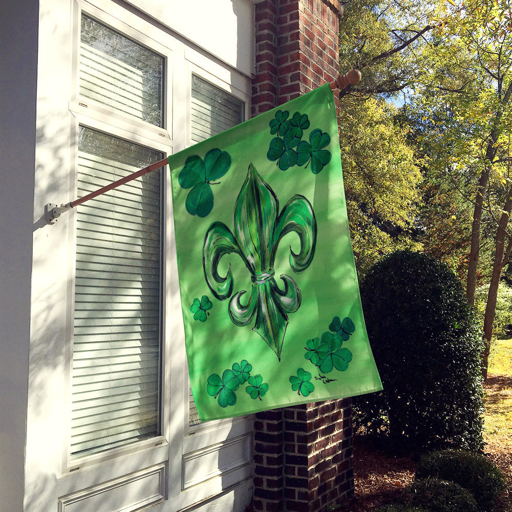 St Patrick's Day Fleur de lis House Flag 28x40 Porch Sleeve Pole Decorative Outside Yard Banner Artwork Wall Hanging, Polyester