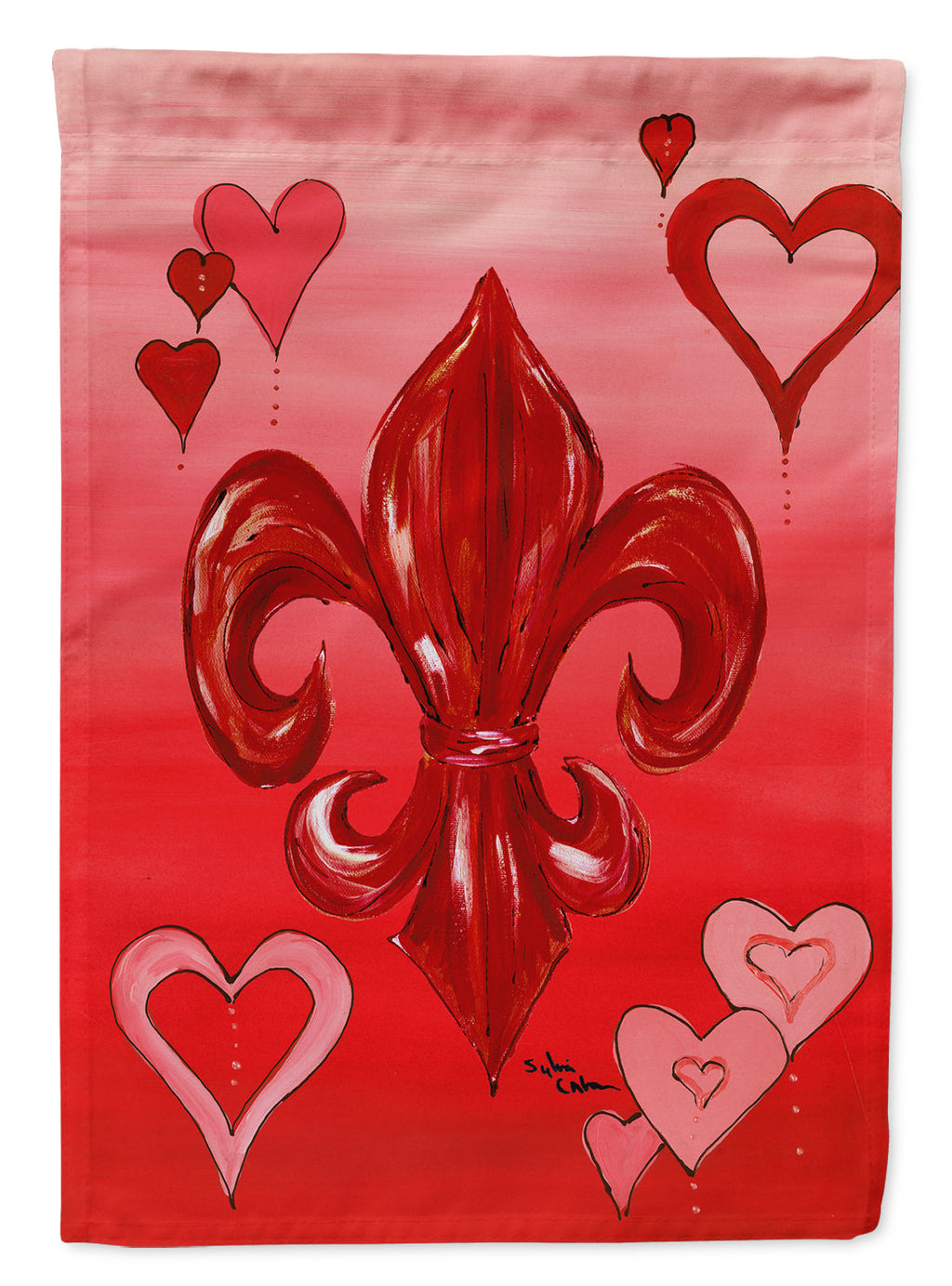 Valentine's Day Fleur de lis House Flag 28x40 Porch Sleeve Pole Decorative Outside Yard Banner Artwork Wall Hanging, Polyester