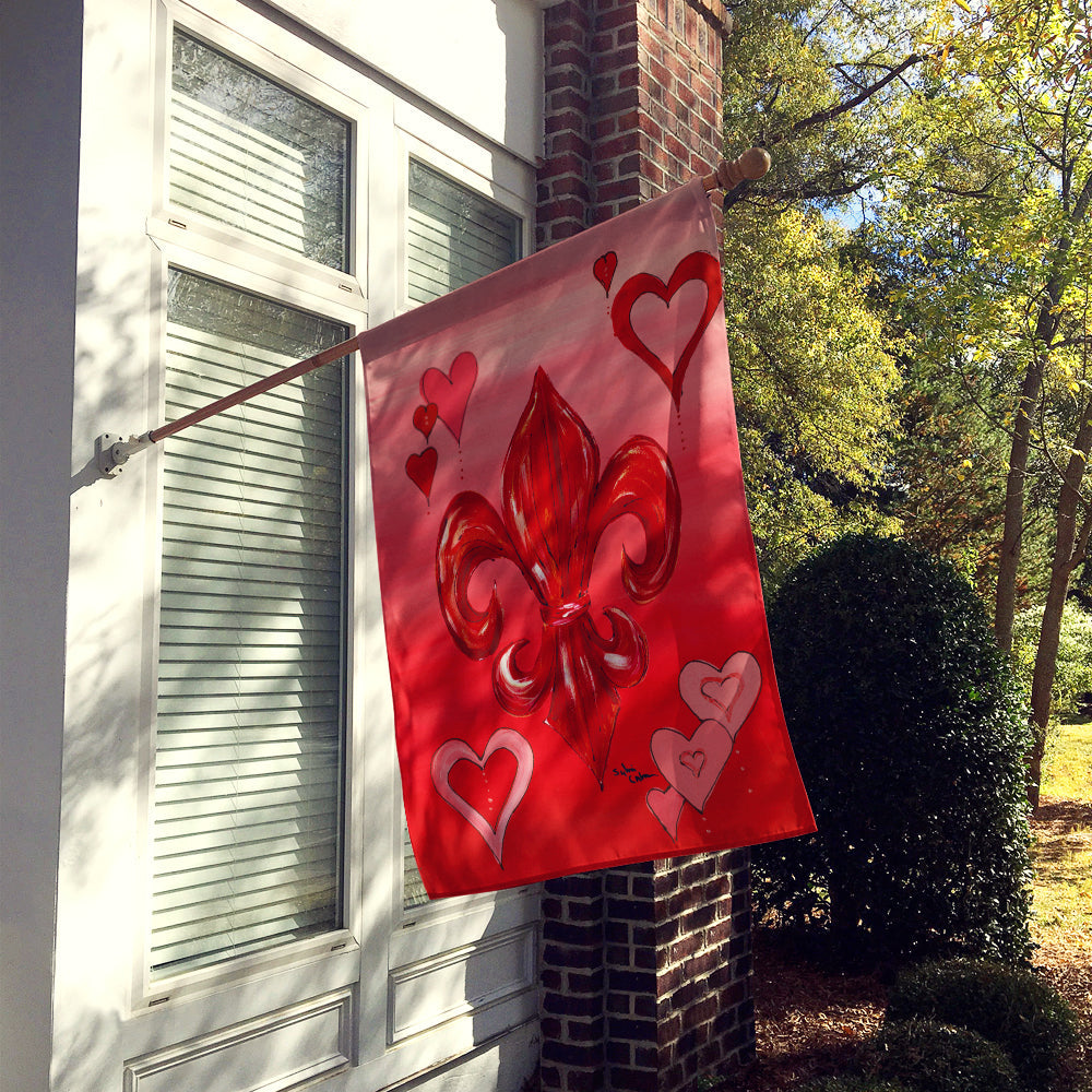 Valentine's Day Fleur de lis House Flag 28x40 Porch Sleeve Pole Decorative Outside Yard Banner Artwork Wall Hanging, Polyester