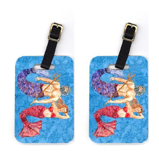 Mermaid and Merman Luggage Tag