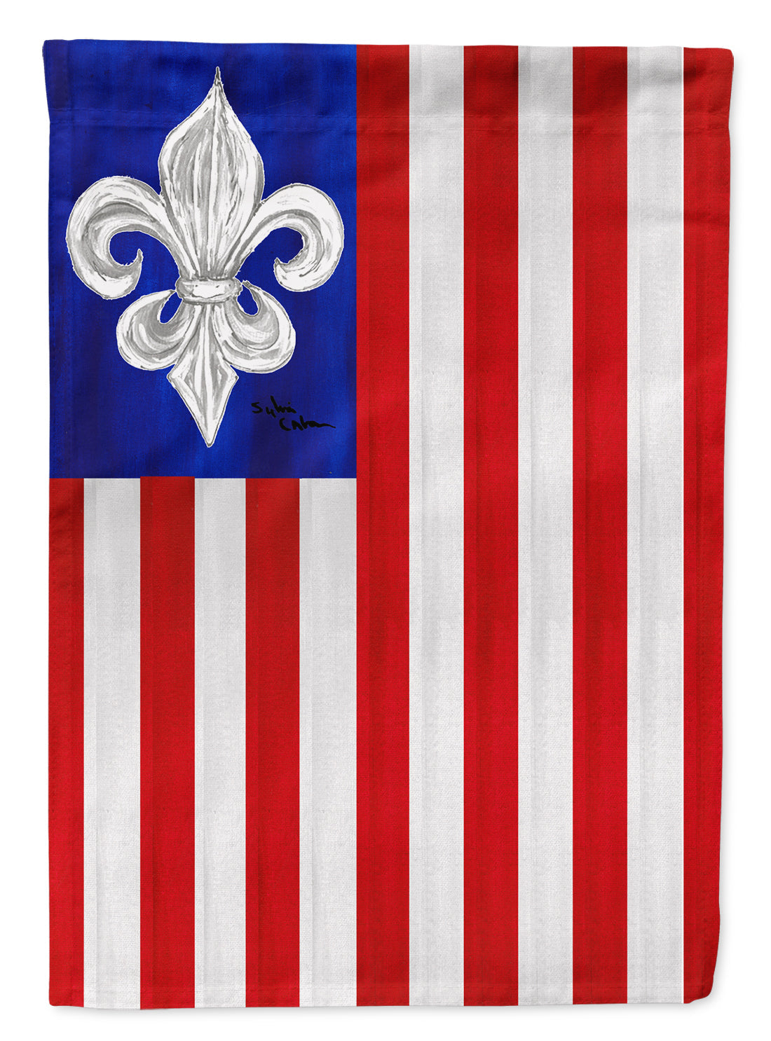 Patriotic Fleur de lis House Flag 28x40 Porch Sleeve Pole Decorative Outside Yard Banner Artwork Wall Hanging, Polyester