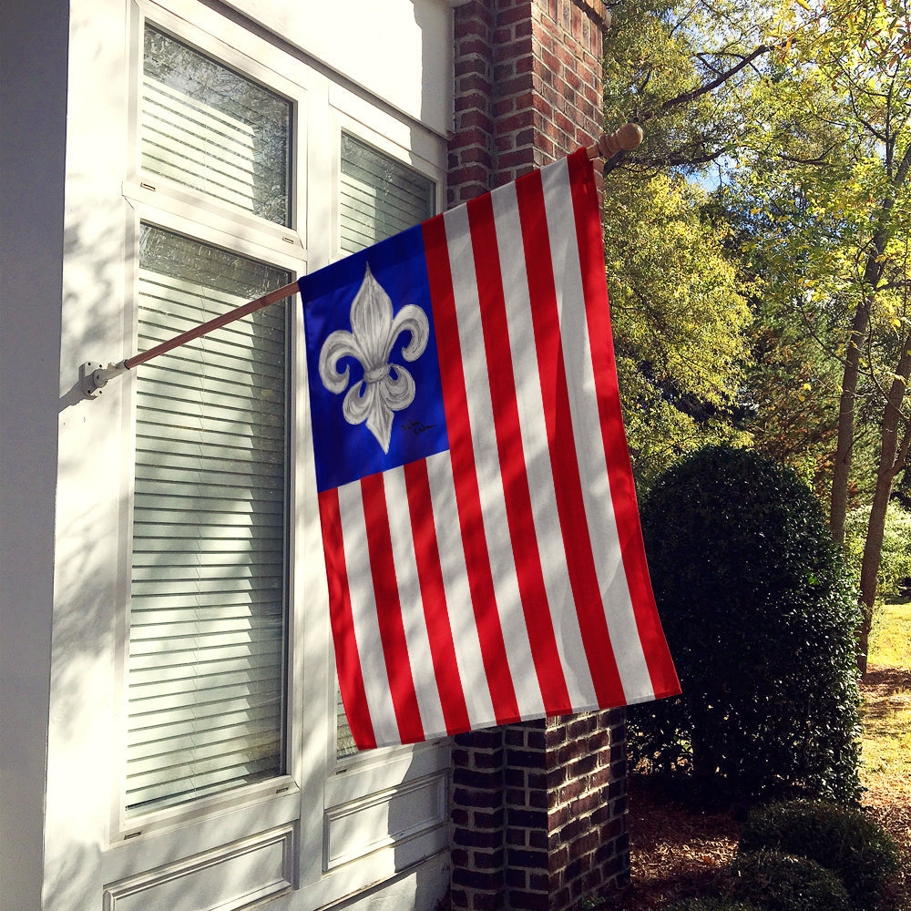Patriotic Fleur de lis House Flag 28x40 Porch Sleeve Pole Decorative Outside Yard Banner Artwork Wall Hanging, Polyester