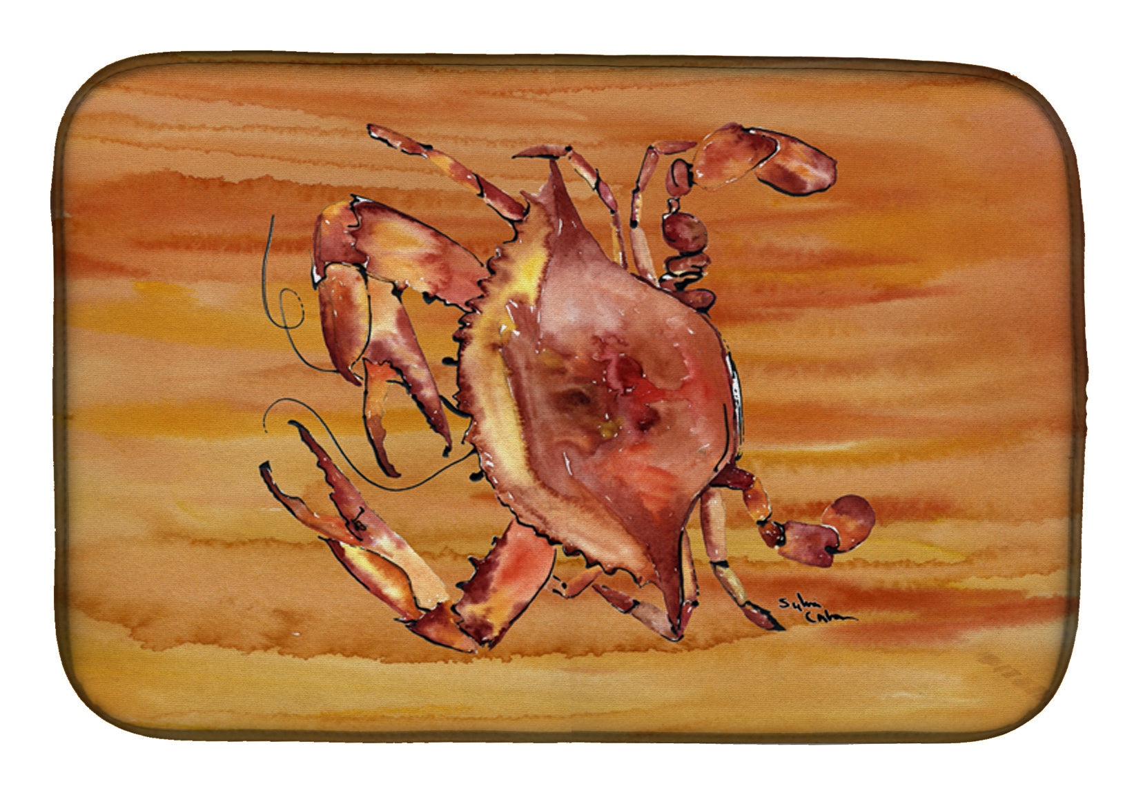 Cooked Crab Spicy Hot Dish Drying Mat Absorbent Dish Drying Mat Pad for Kitchen Counter Dish Drainer Mat for Countertop, 14 x 21", Multicolor