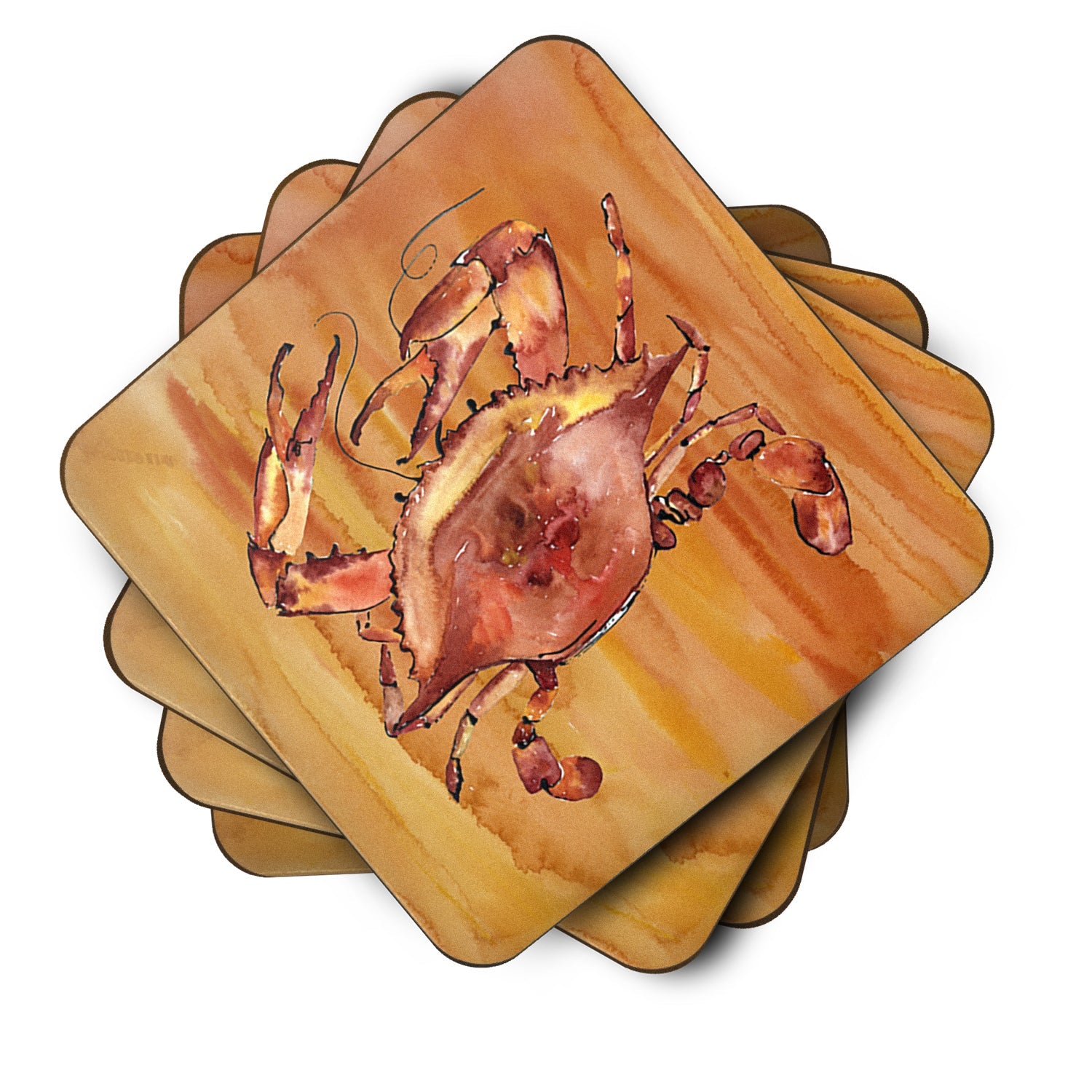 Cooked Crab Spicy Hot Foam Coasters Set of 4 Cup Coasters for Indoor Outdoor, Tabletop Protection, Anti Slip, Mouse pad Material
