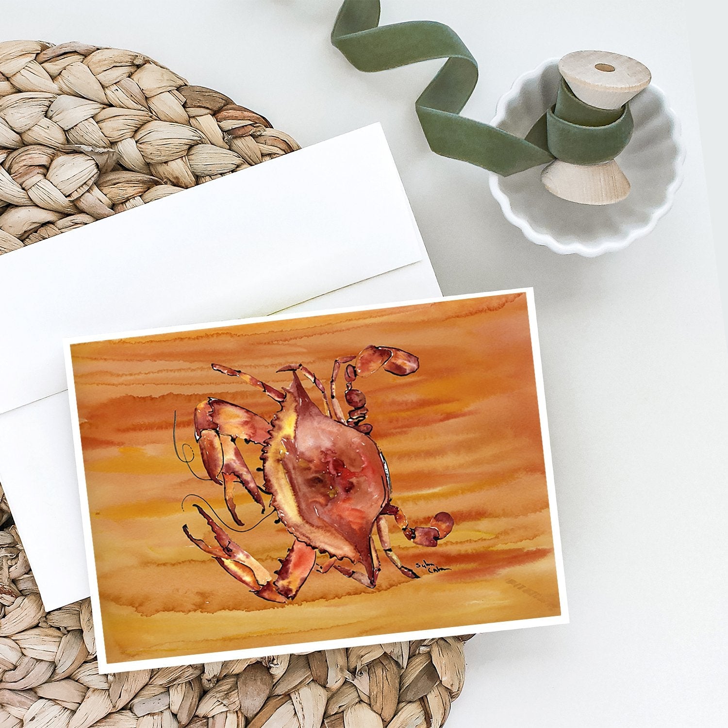Cooked Crab Spicy Hot Greeting Cards Pack of 8 Blank Cards with Envelopes Whimsical A7 Size 5x7