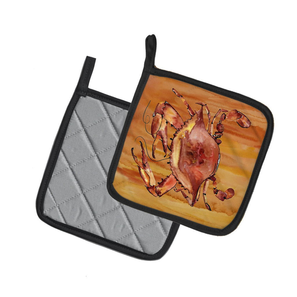 Cooked Crab Spicy Hot Pot Holder Set of 2 Heat Resistant Quilted Hot Pads 7.5 x 7.5 Inch, Insulated Kitchen Trivets for Cooking & Baking