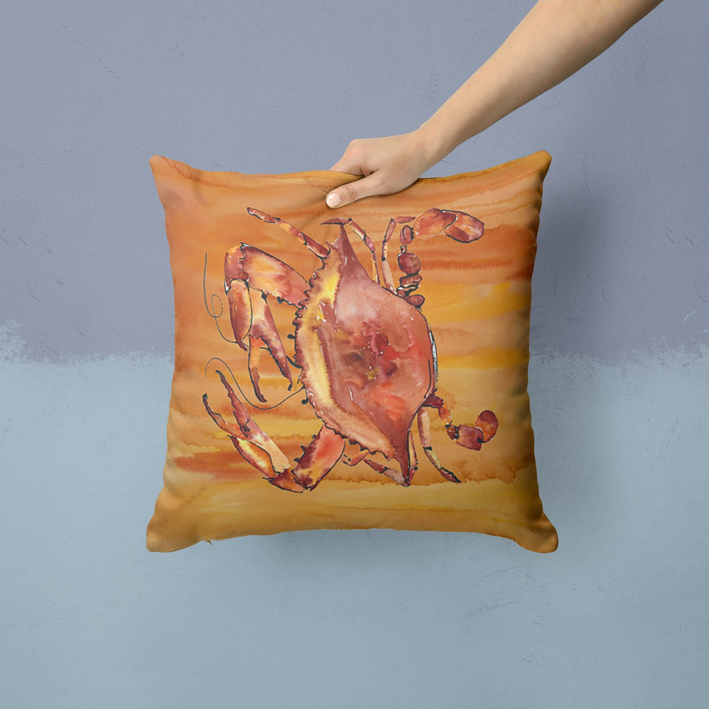 Cooked Crab Spicy Hot Decorative Throw Pillow 14x14 Indoor Outdoor Accent Cushion, Fabric Cover with Insert for Sofa, Bed, Porch & Living Room